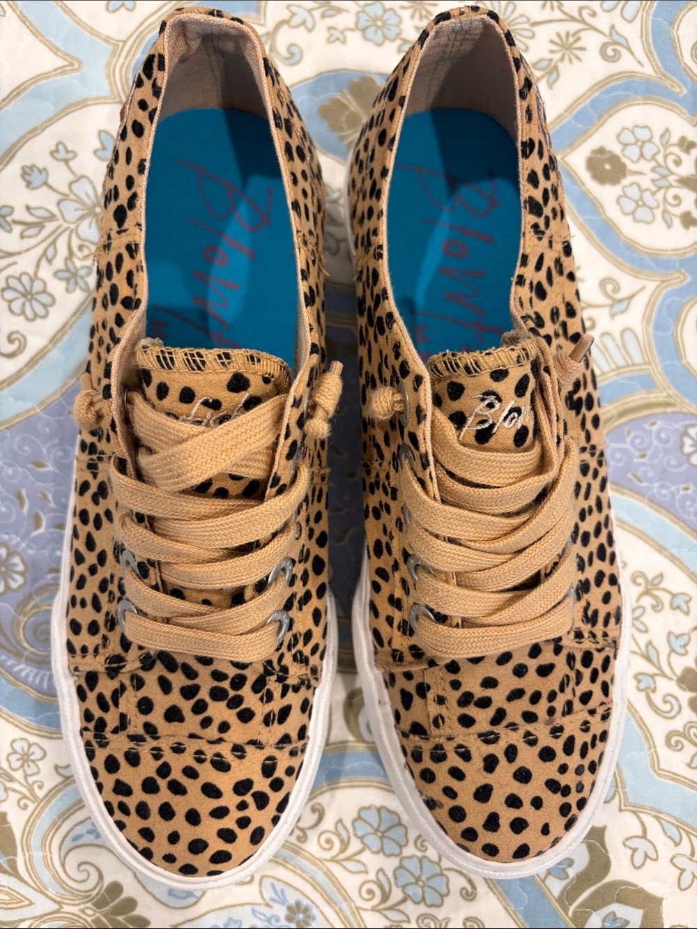 Blowfish Tan Cheetah-Print Lace-Up Sneakers